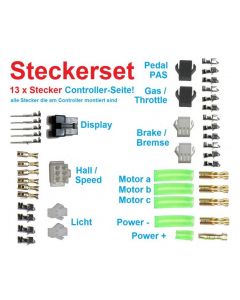 Stecker Set für E-bike Controller 13 x Stecker ebike connector - Controller Seite
